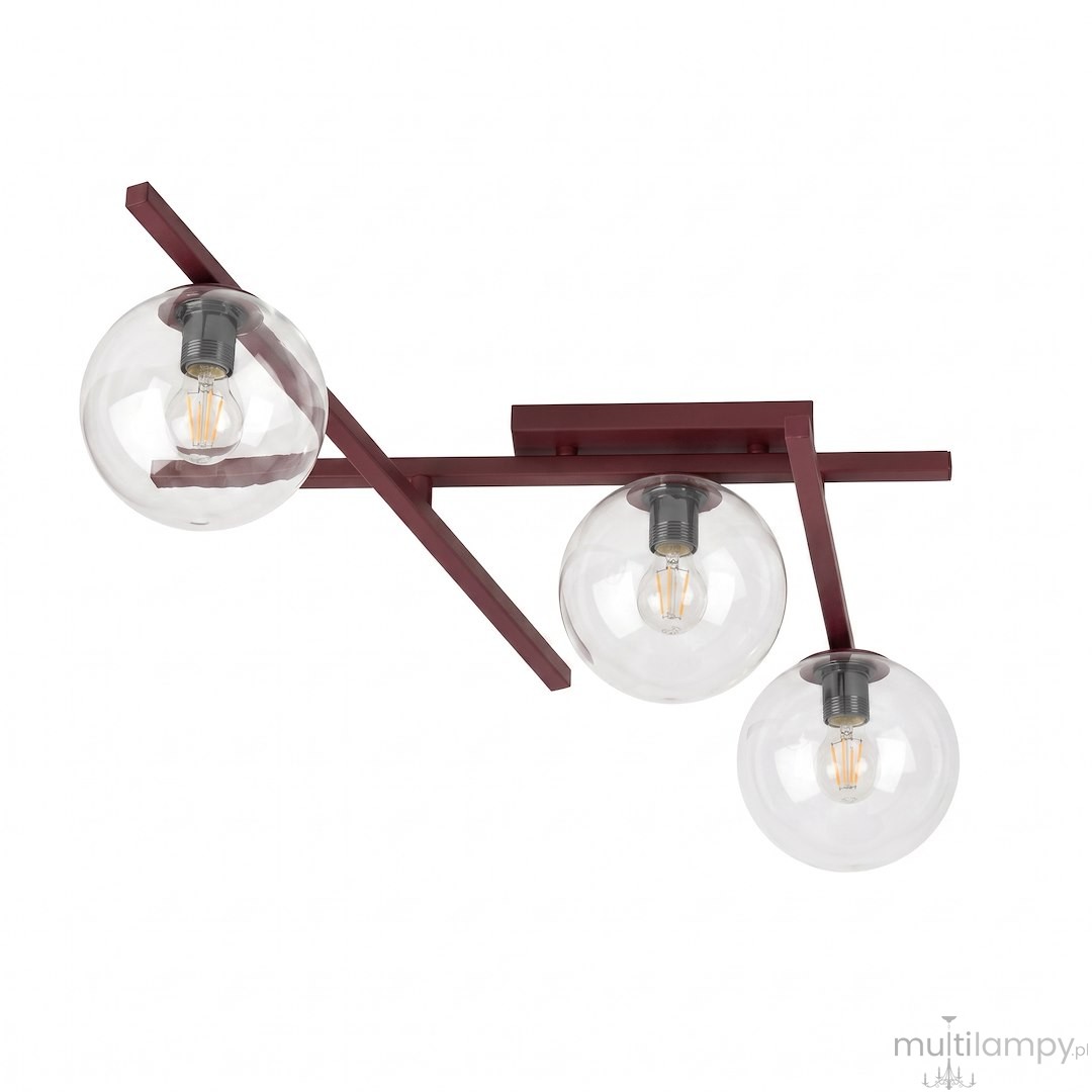 Smart lampa sufitowa 3xE14 burgund/transparentny 1796/3