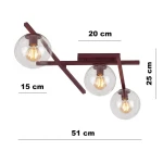 Smart lampa sufitowa 3xE14 burgund/transparentny 1796/3