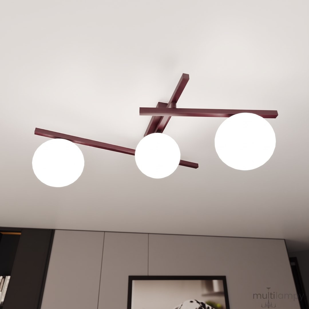 mart lampa sufitowa 3xE14 burgund/biały 1795/3