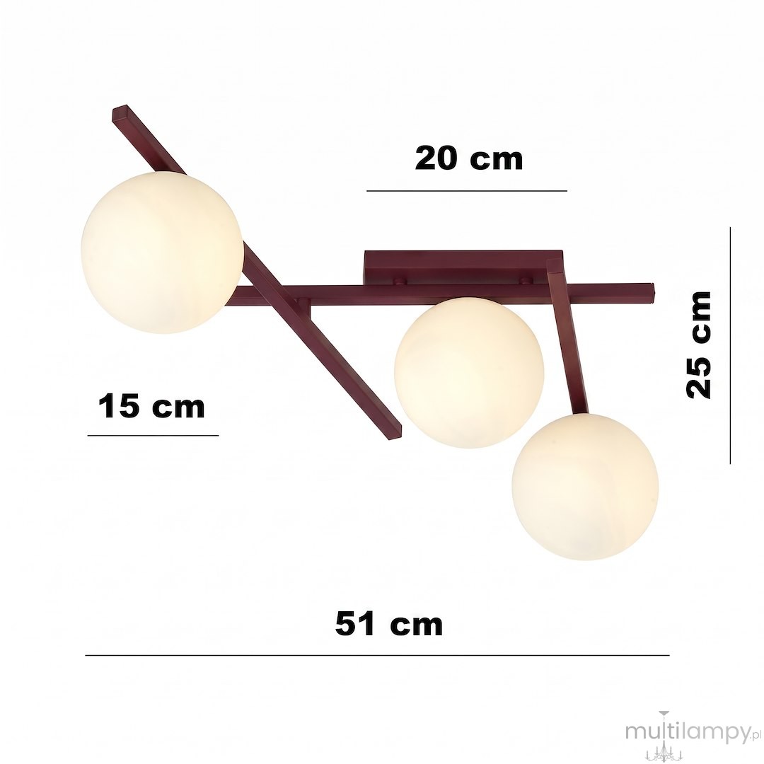mart lampa sufitowa 3xE14 burgund/biały 1795/3