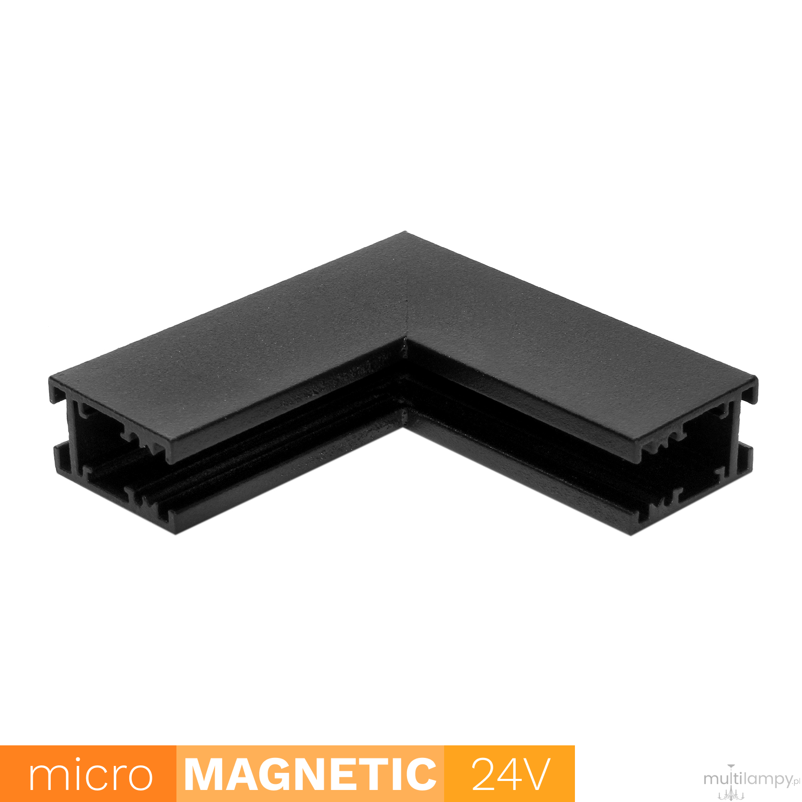 Łącznik kątowy sufit-ściana do szyn magnetycznych natynkowych Micro Magnetic czarny