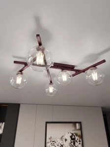 Smart lampa sufitowa 5xE14 burgund/transparentny 1796/5