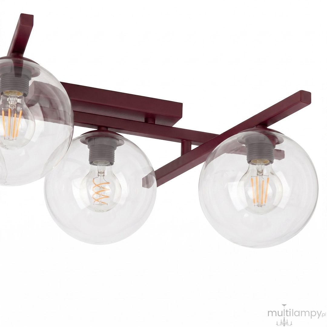 Smart lampa sufitowa 5xE14 burgund/transparentny 1796/5