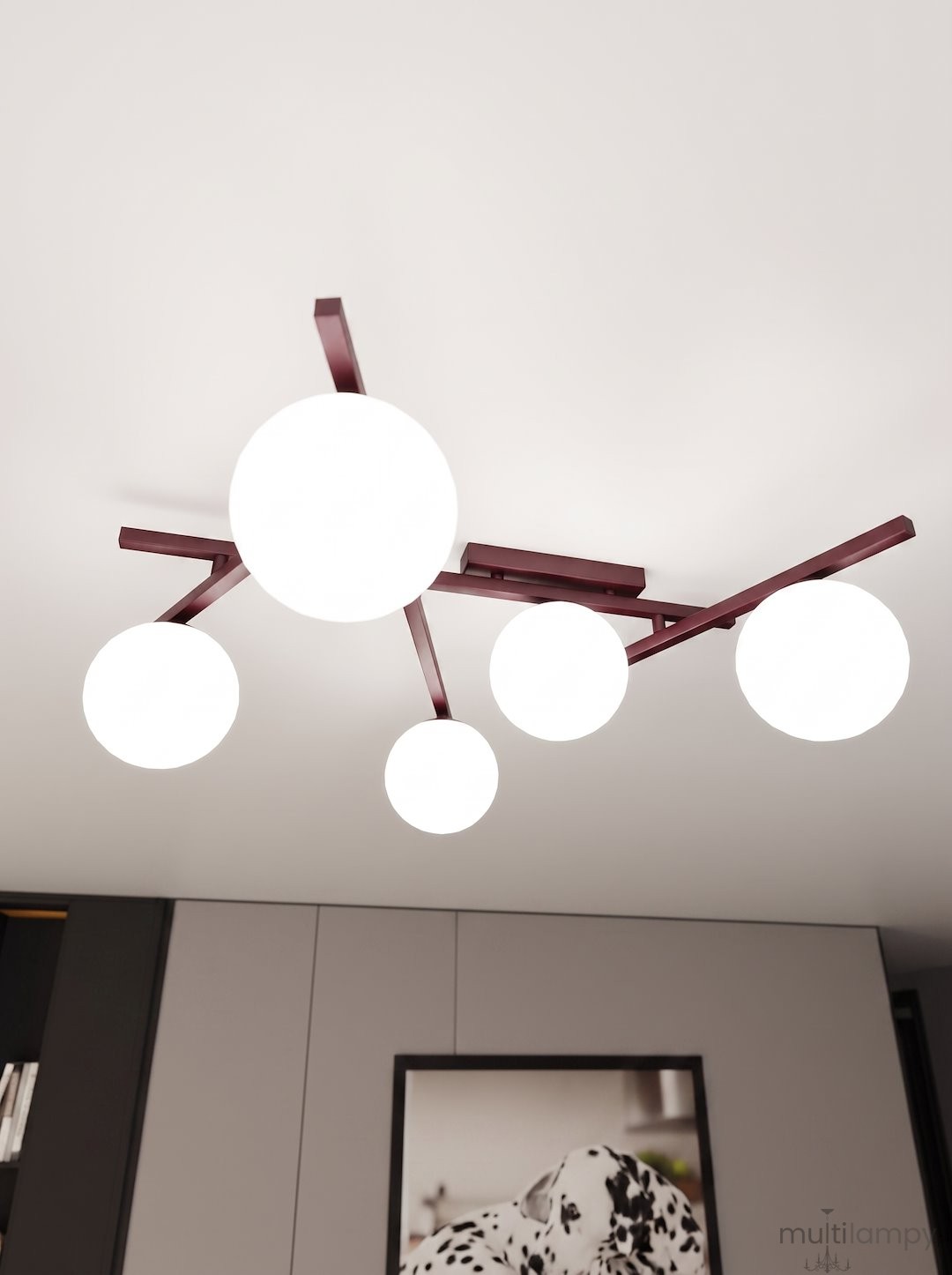 Smart lampa sufitowa 5xE14 burgund/biały 1795/5