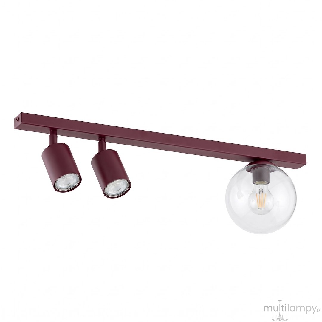Baster lampa sufitowa 2xGU10+1xE14 burgund/transperentny 1817/3