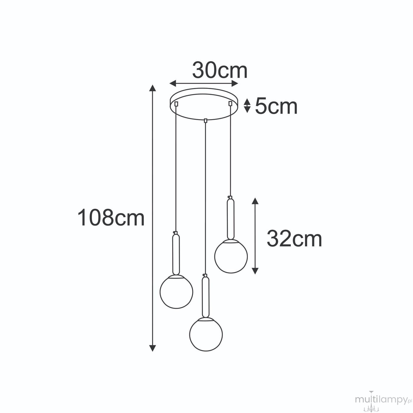 Toki lampa wisząca 3xE14 czarna biały K-5862