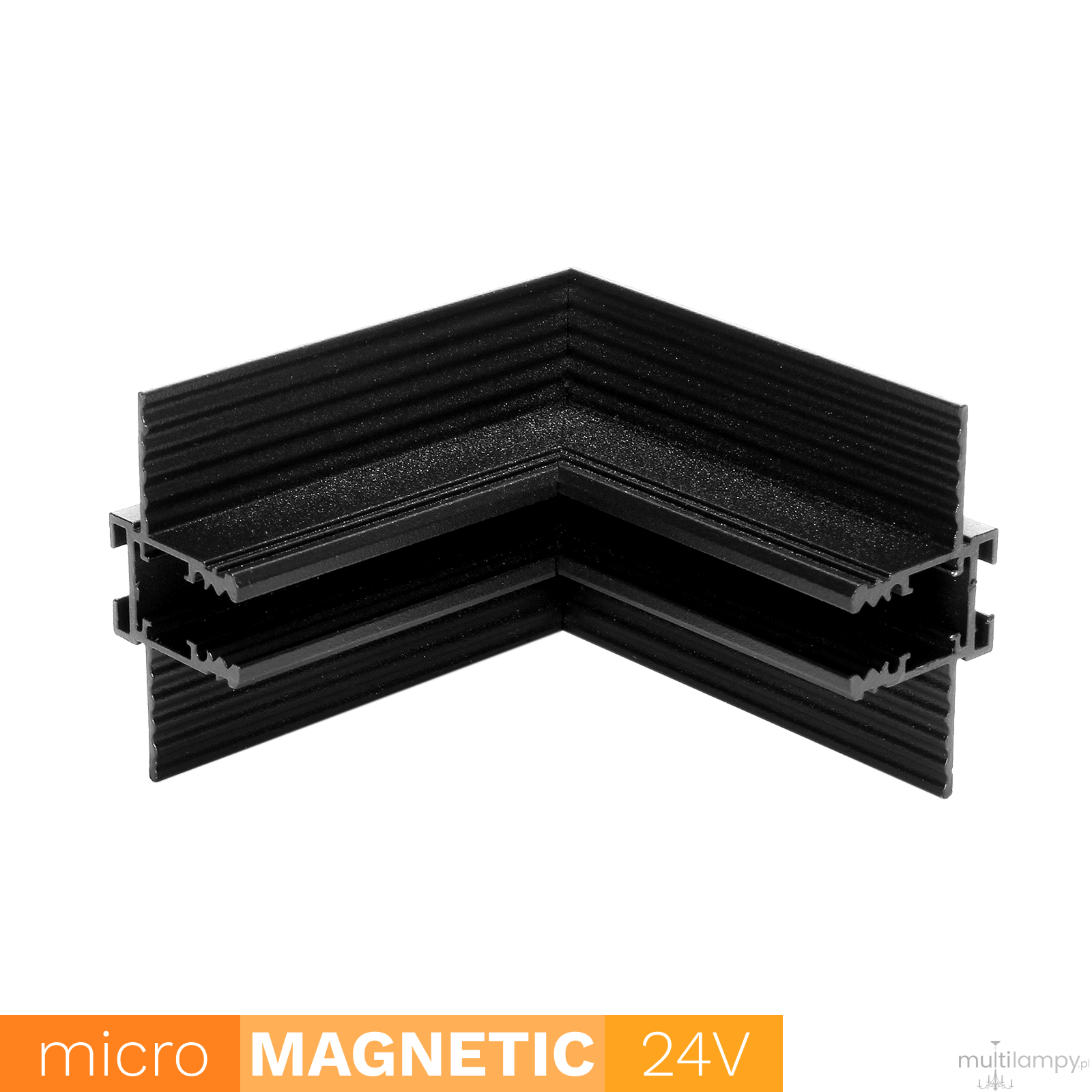 Łącznik kątowy sufit-ściana do szyn magnetycznych podtynkowych GK 12,5 mm Micro Magnetic czarny