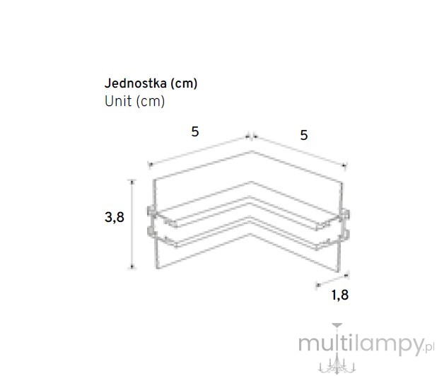 Łącznik kątowy sufit-ściana do szyn magnetycznych podtynkowych GK 12,5 mm Micro Magnetic czarny
