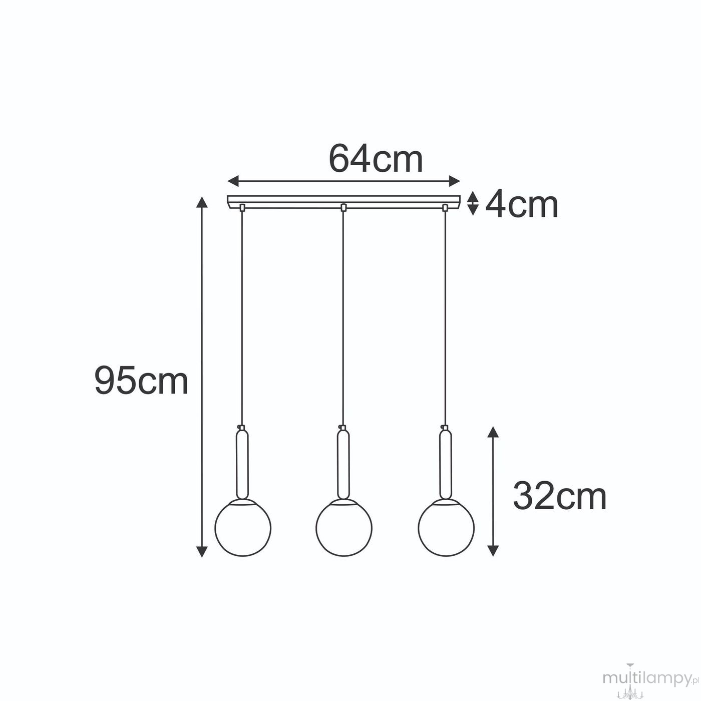 Yuki lampa wisząca 3xE14 czarna bursztynowy K-5866