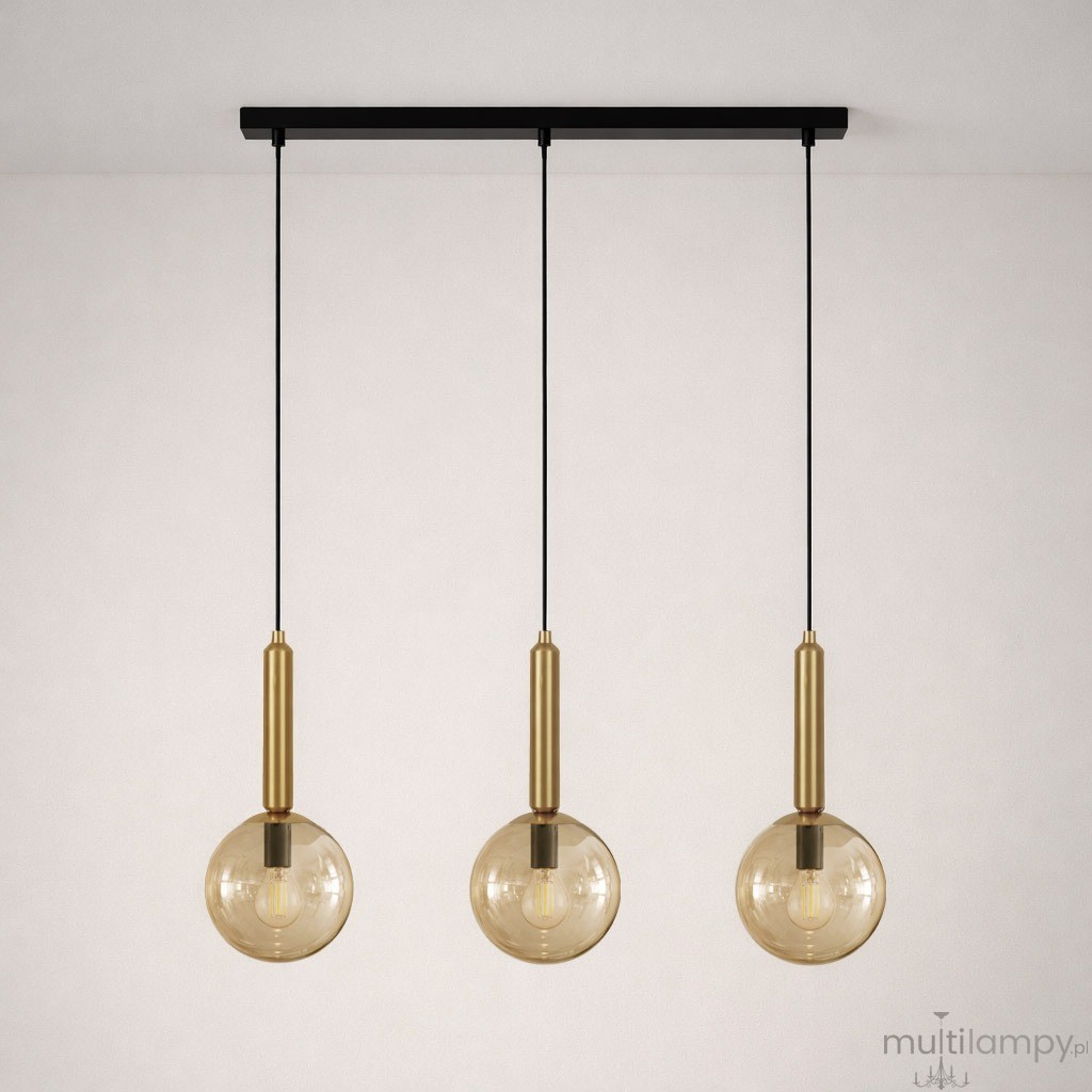 Yuki lampa wisząca 3xE14 czarna bursztynowy K-5866