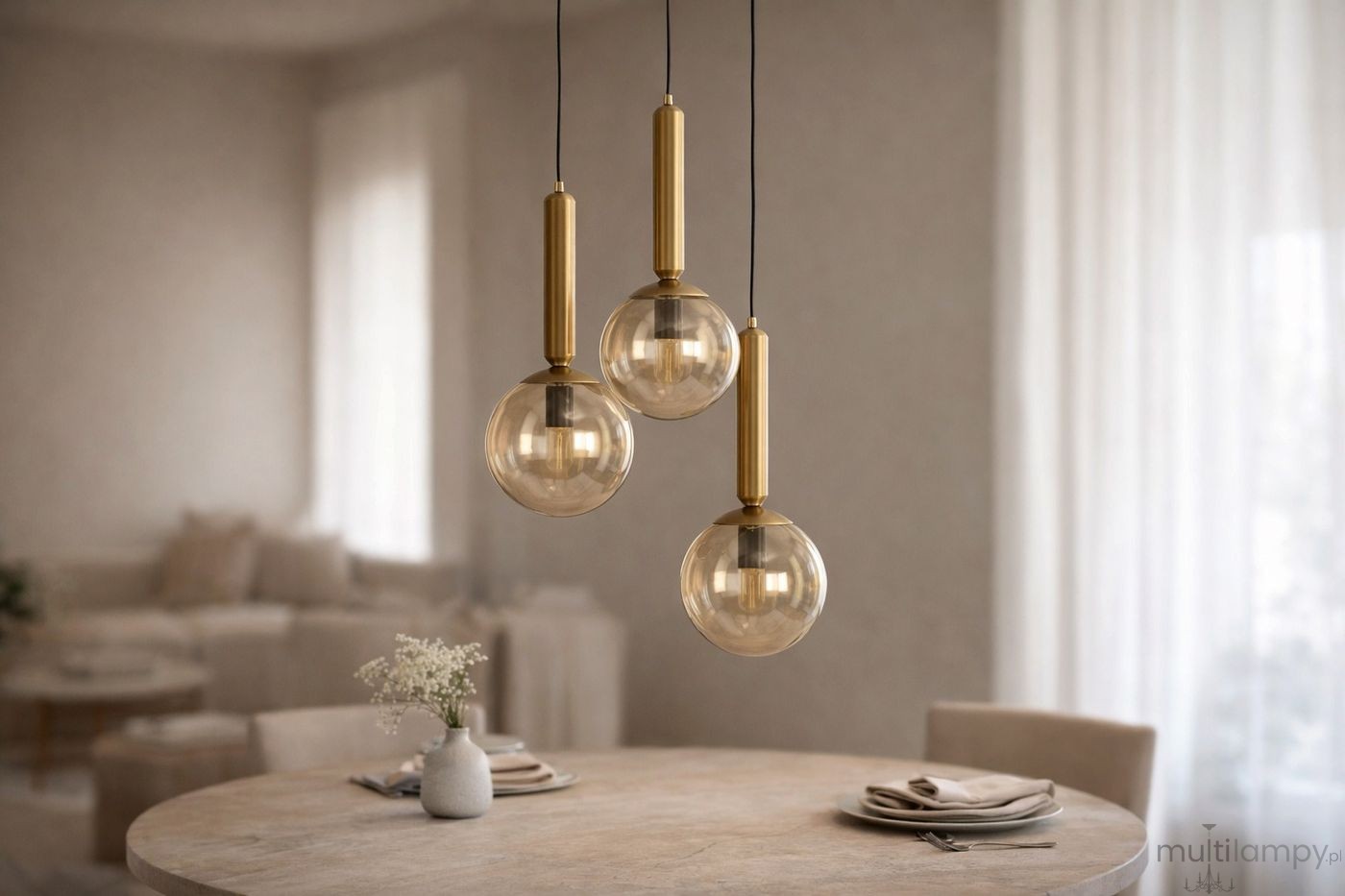 Yuki lampa wisząca 3xE14 czarna bursztynowy K-5867