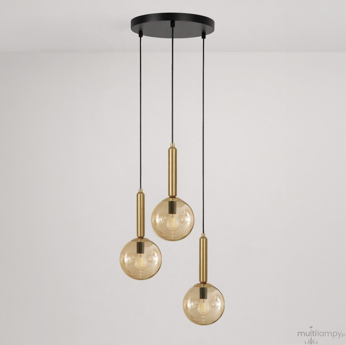 Yuki lampa wisząca 3xE14 czarna bursztynowy K-5867