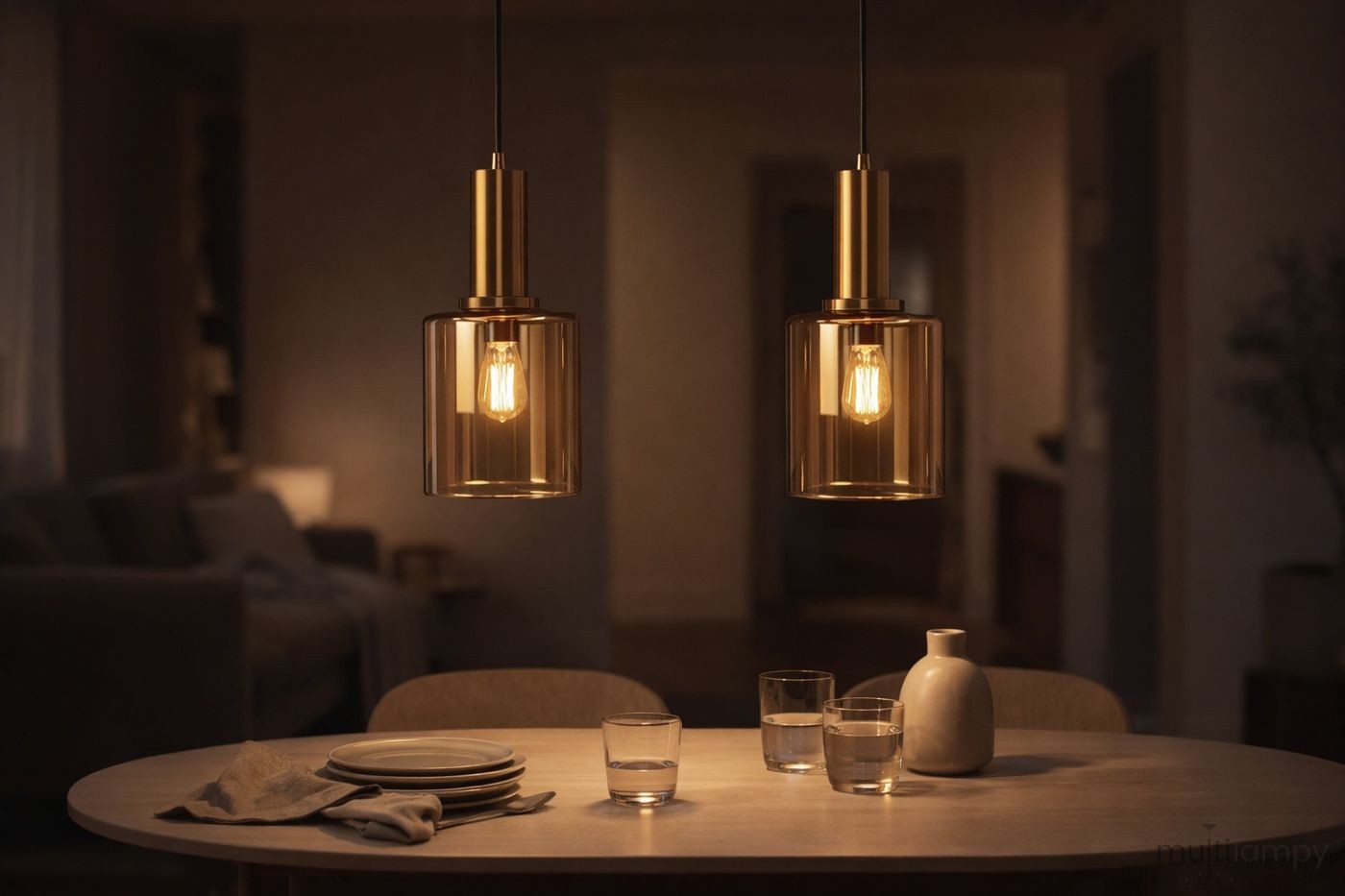 Aigo lampa wisząca 2xE27 czarna bursztynowy K-5876