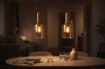 Aigo lampa wisząca 2xE27 czarna bursztynowy K-5876