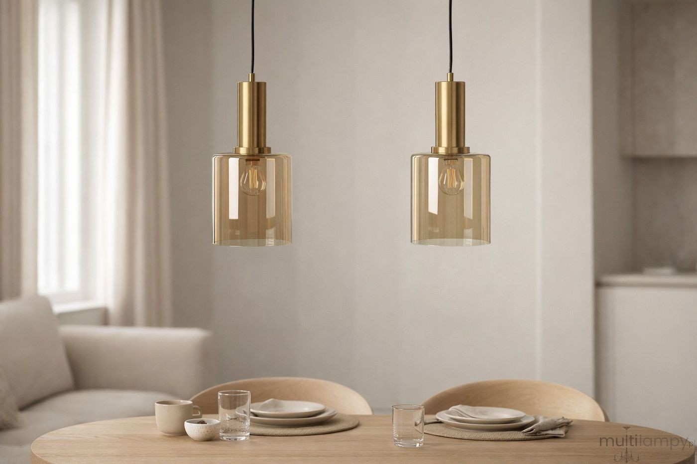 Aigo lampa wisząca 2xE27 czarna bursztynowy K-5876