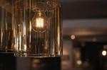 Aigo lampa wisząca 2xE27 czarna bursztynowy K-5876