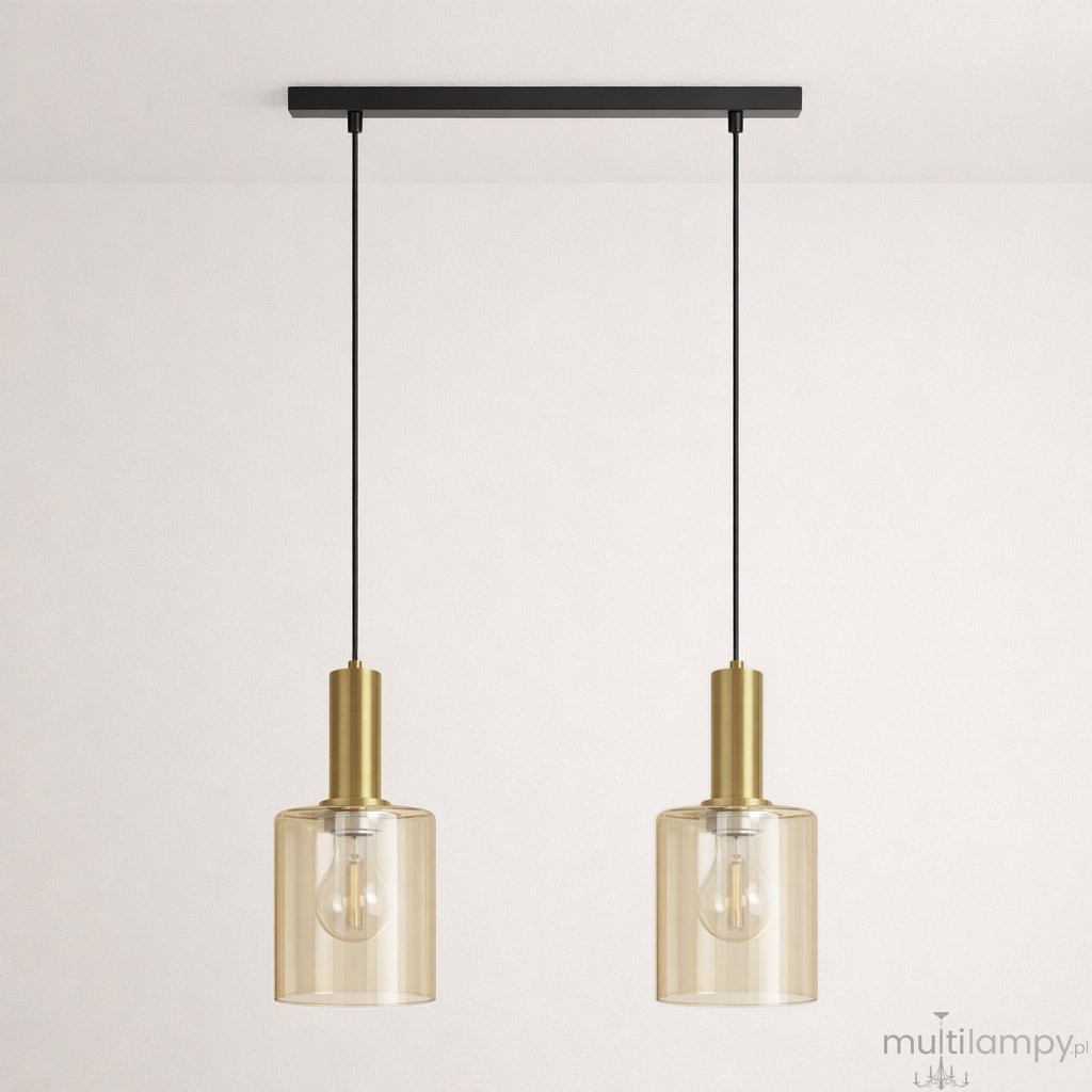 Aigo lampa wisząca 2xE27 czarna bursztynowy K-5876