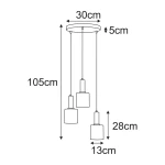Aigo lampa wisząca 3xE27 czarna bursztynowy K-5878