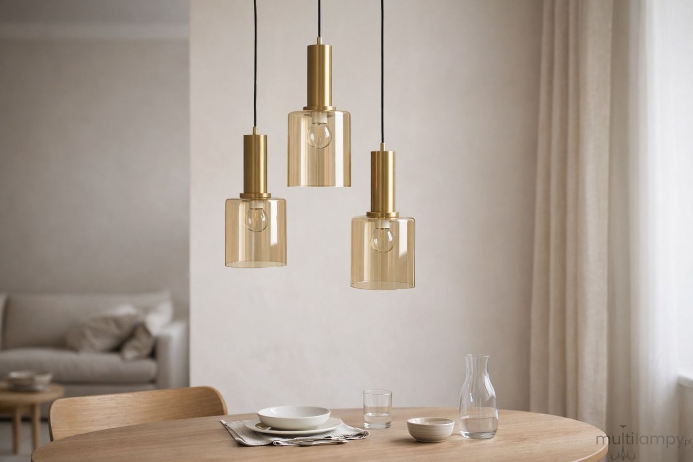 Aigo lampa wisząca 3xE27 czarna bursztynowy K-5878