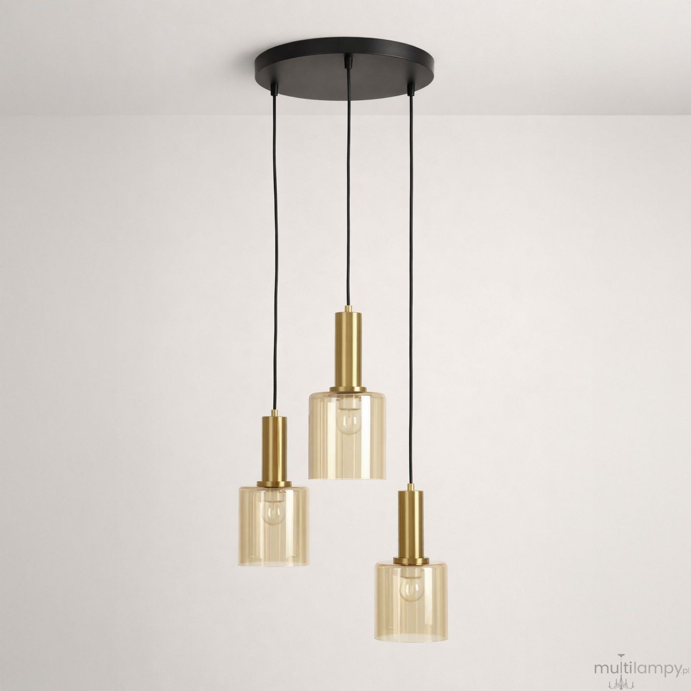 Aigo lampa wisząca 3xE27 czarna bursztynowy K-5878