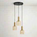 Aigo lampa wisząca 3xE27 czarna bursztynowy K-5878