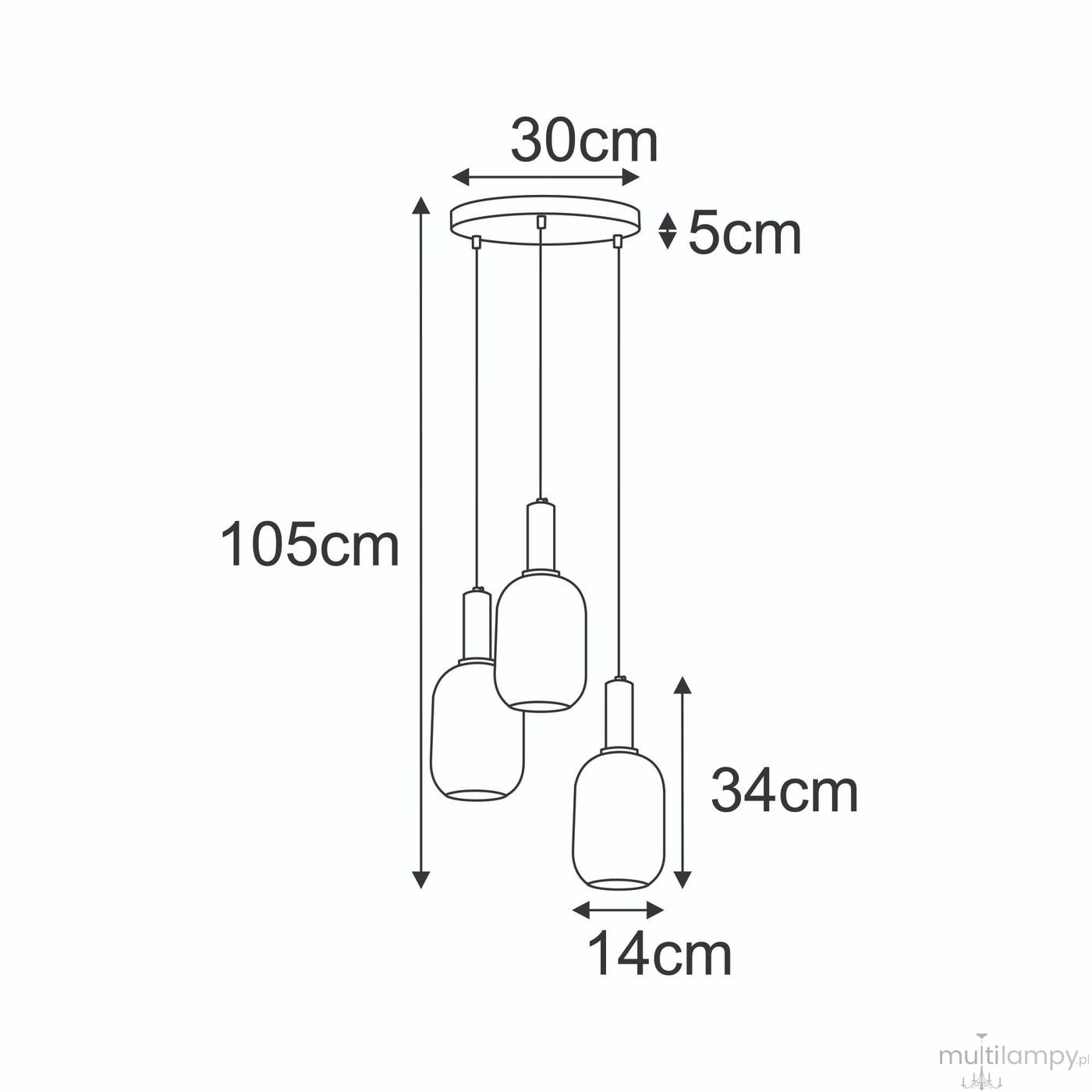 Fiore lampa wisząca 3xE27 czarna biała K-5882