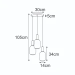 Fiore lampa wisząca 3xE27 czarna biała K-5882