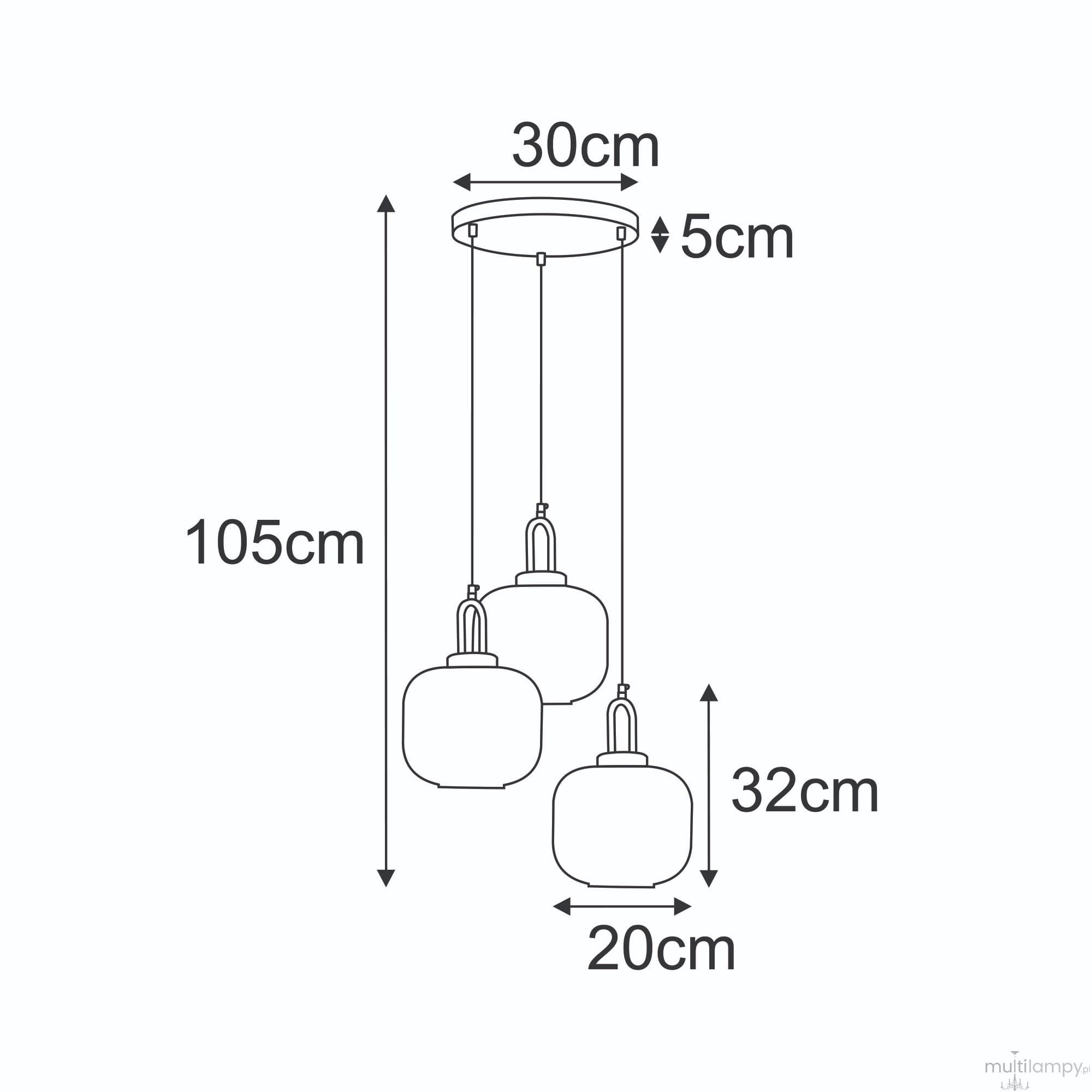 Diop lampa wisząca 3xE27 czarna biała K-5892