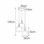 Diop lampa wisząca 3xE27 czarna biała K-5892