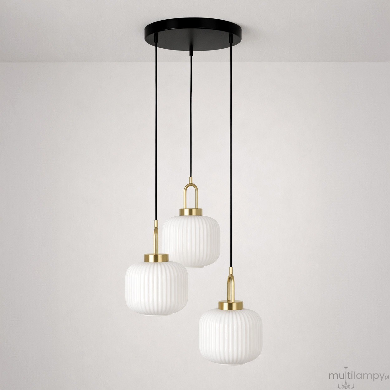 Diop lampa wisząca 3xE27 czarna biała K-5892