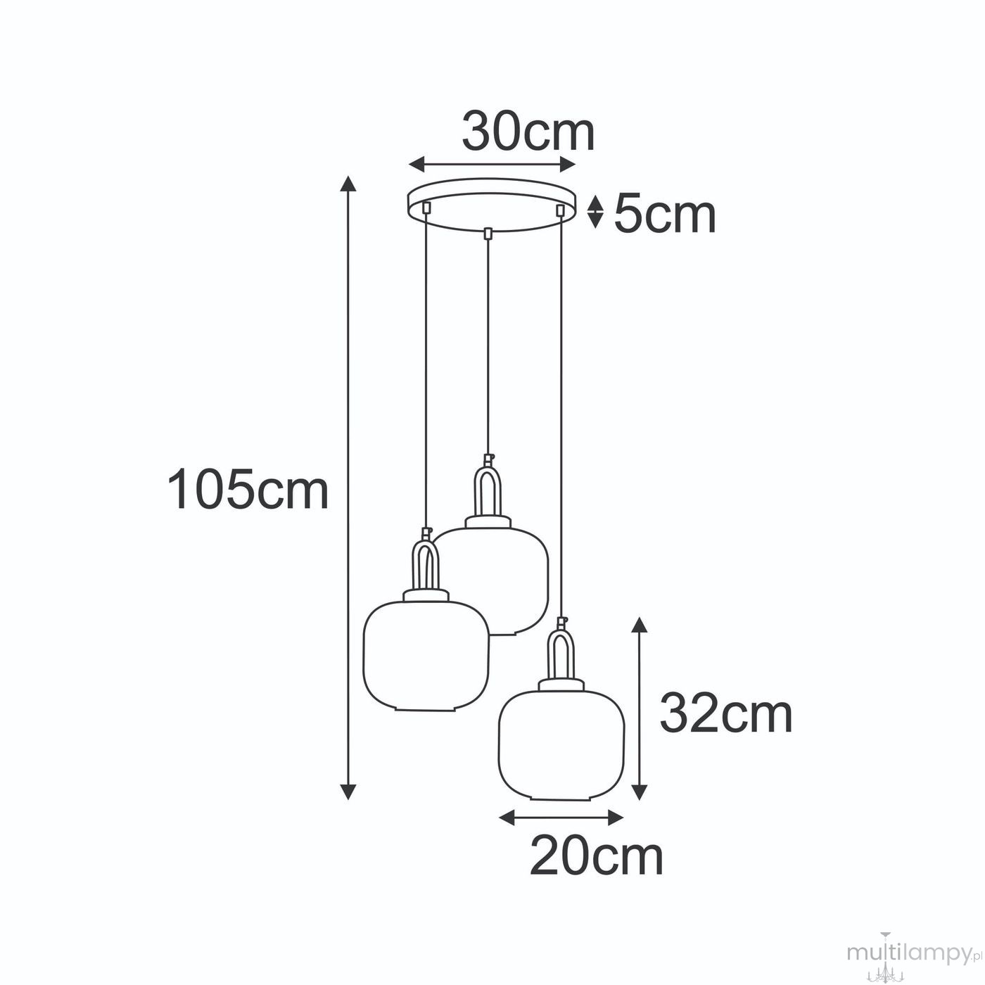 Aria lampa wisząca 3xE27 czarna bursztynowy K-5897
