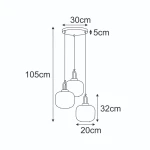 Aria lampa wisząca 3xE27 czarna bursztynowy K-5897
