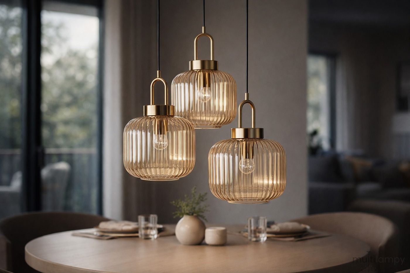 Aria lampa wisząca 3xE27 czarna bursztynowy K-5897