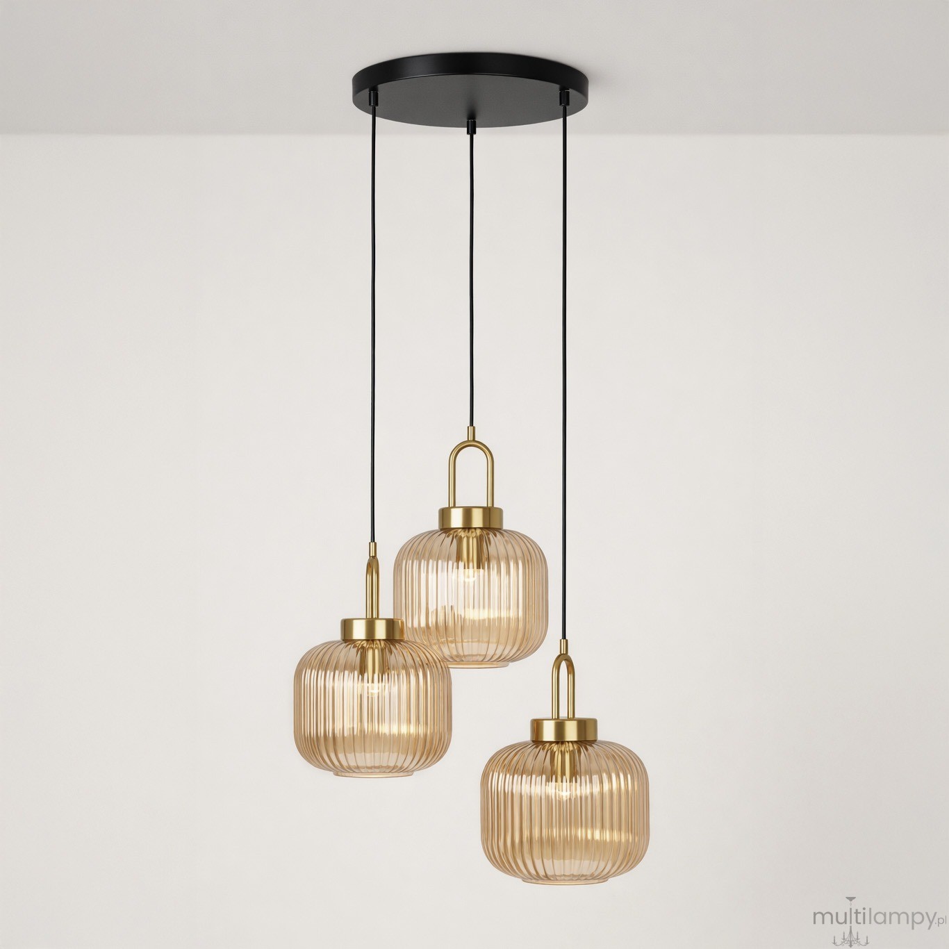 Aria lampa wisząca 3xE27 czarna bursztynowy K-5897
