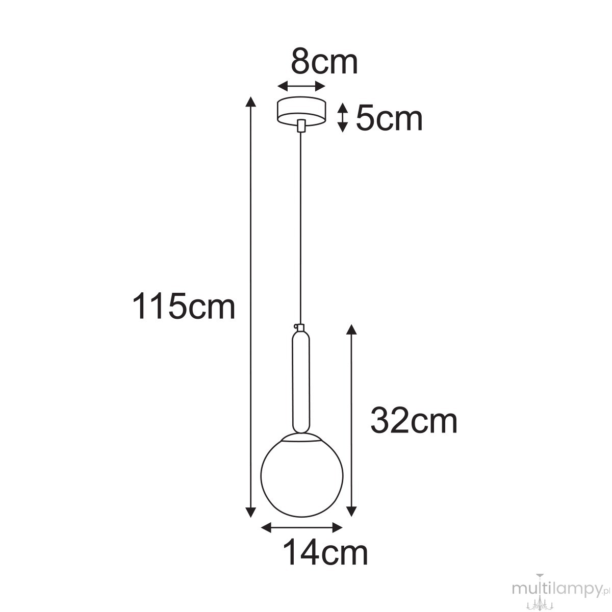 Yuki lampa wisząca E14 czarna bursztynowy K-5865