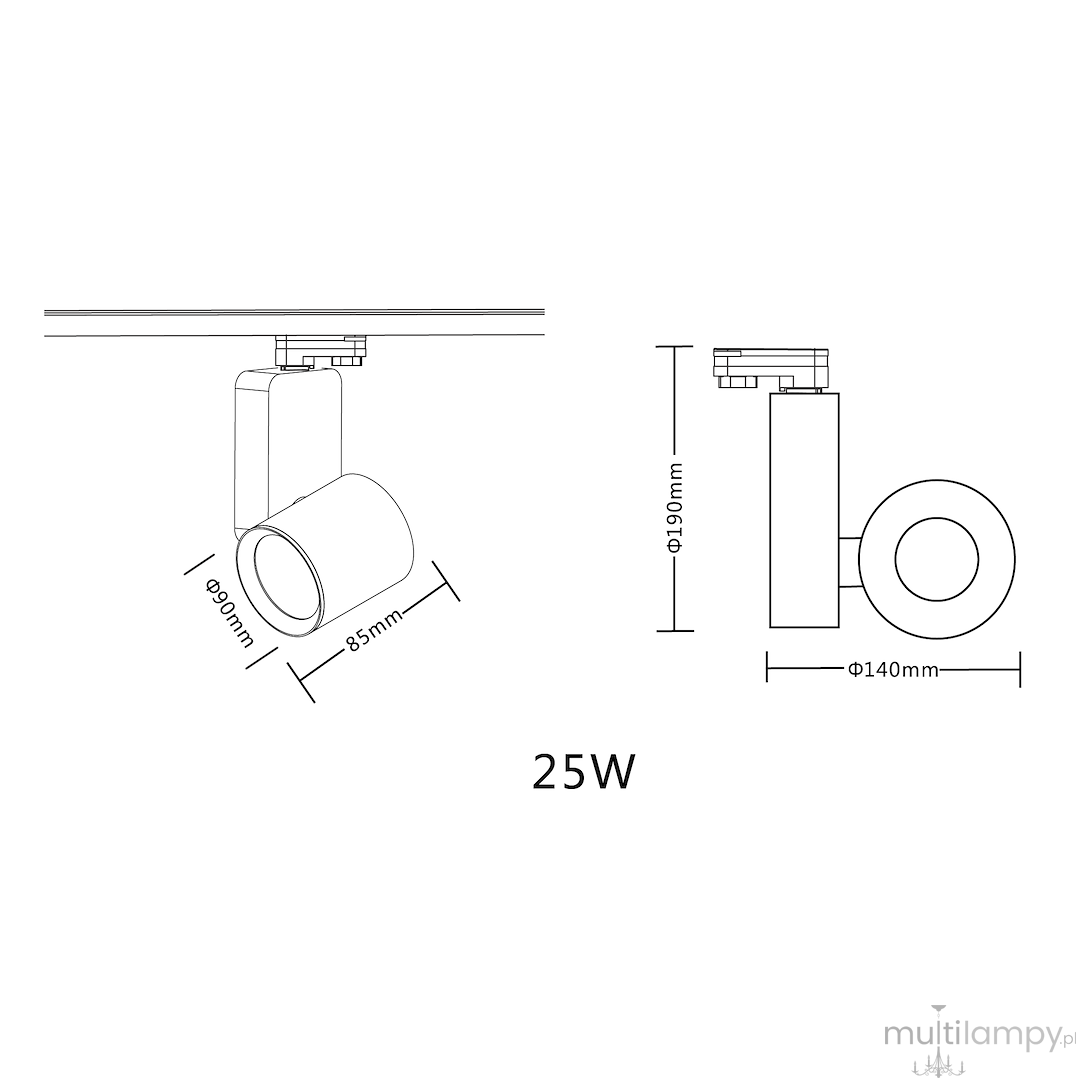 Track Ojo LED 25W 2700/4000K spot do szyny 3-fazowej biały ML1106