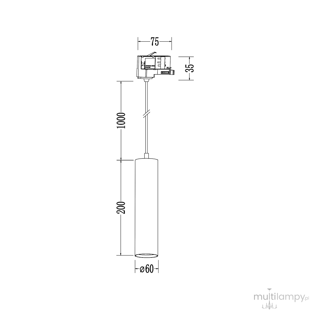 Track Pipe lampa wisząca GU10 do szyny 3-fazowej czarna ML2064