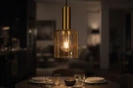 Aigo lampa wisząca E27 czarna bursztynowy K-5875