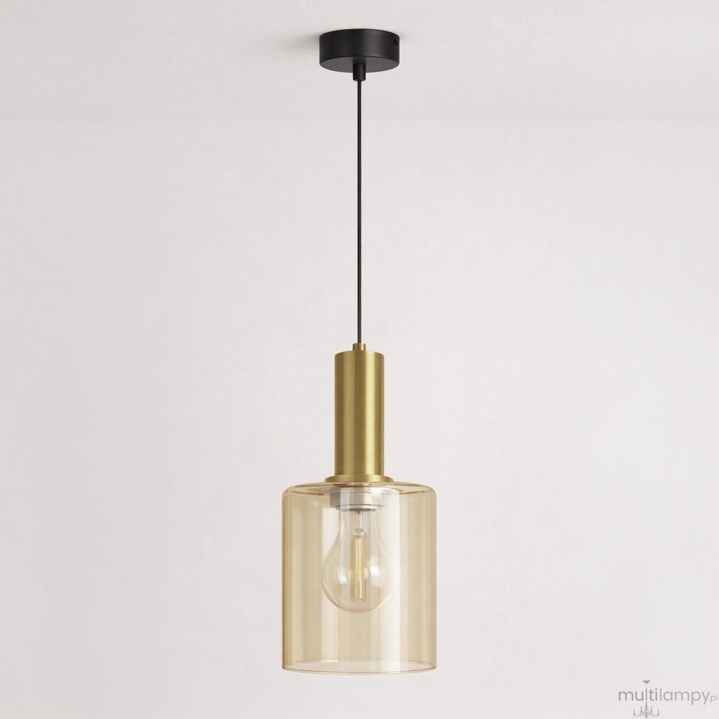 Aigo lampa wisząca E27 czarna bursztynowy K-5875