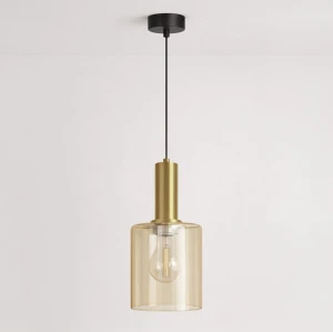 Aigo lampa wisząca E27 czarna bursztynowy K-5875