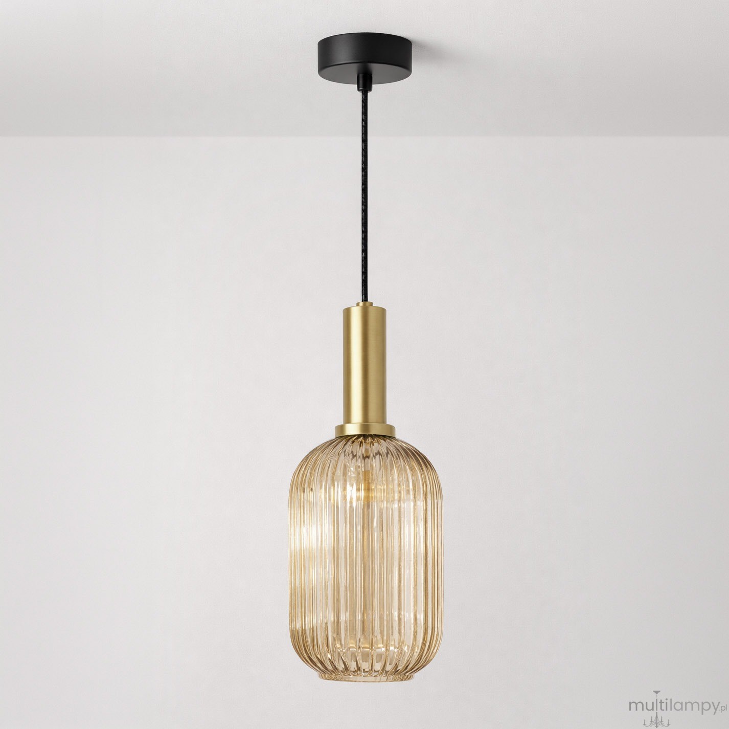 Hiro lampa wisząca E27 czarna bursztynowy K-5885