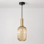 Hiro lampa wisząca E27 czarna bursztynowy K-5885