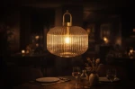 Aria D30 lampa wisząca E27 czarna bursztynowy K-5895