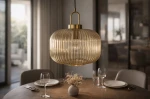 Aria D30 lampa wisząca E27 czarna bursztynowy K-5895