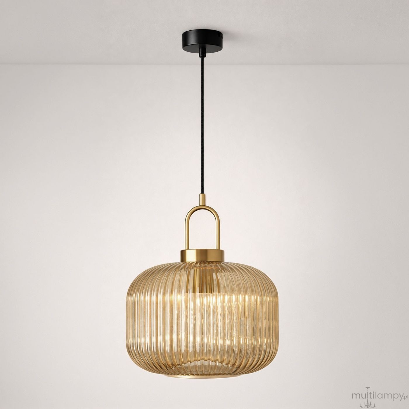 Aria D30 lampa wisząca E27 czarna bursztynowy K-5895