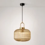 Aria D30 lampa wisząca E27 czarna bursztynowy K-5895