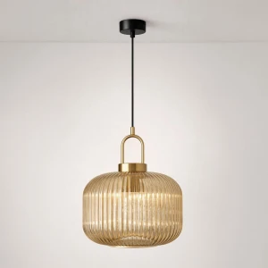 Aria D30 lampa wisząca E27 czarna bursztynowy K-5895