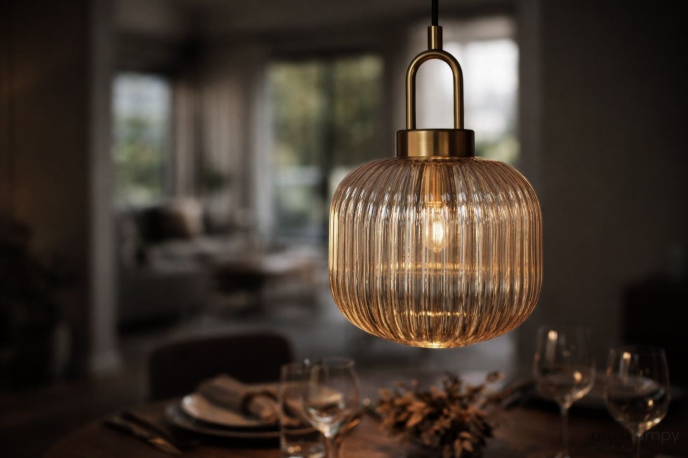 Aria D20 lampa wisząca E27 czarna bursztynowy K-5896