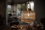 Aria D20 lampa wisząca E27 czarna bursztynowy K-5896