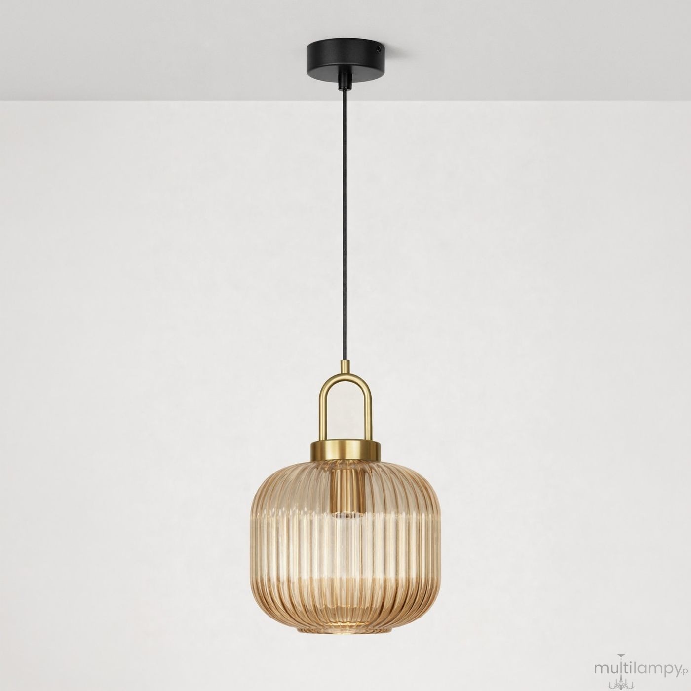 Aria D20 lampa wisząca E27 czarna bursztynowy K-5896